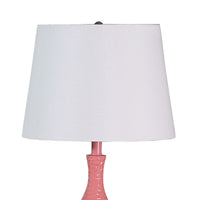 Pin Bowl Design Metal Table Lamp with Hammered Pattern, Pink  - BM233920