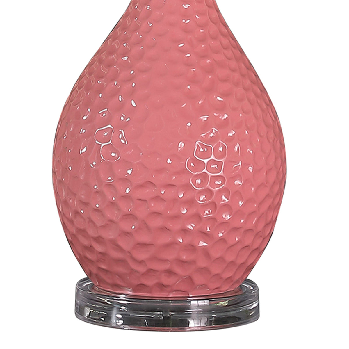 Pin Bowl Design Metal Table Lamp with Hammered Pattern, Pink  - BM233920