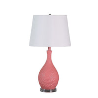 Pin Bowl Design Metal Table Lamp with Hammered Pattern, Pink  - BM233920