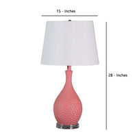Pin Bowl Design Metal Table Lamp with Hammered Pattern, Pink  - BM233920