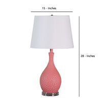 Pin Bowl Design Metal Table Lamp with Hammered Pattern, Pink  - BM233920