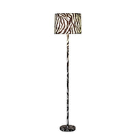 Fabric Wrapped Floor Lamp with Animal Print, White and Black - BM233931