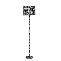Fabric Wrapped Floor Lamp with Animal Print, White and Black - BM233931