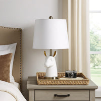 Metal Table Lamp with Llama Animal Head, White - BM233935