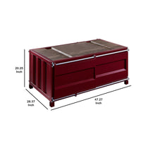 Container Style Coffee Table with Sliding Doors, Red - BM233957