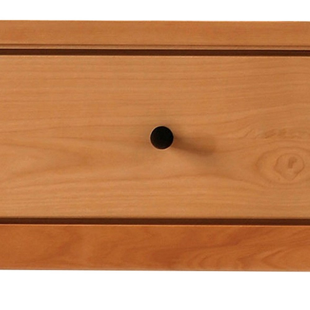 Mid Century Modern Wooden 1 Drawer Nightstand with Shelf, Light Oak Brown - BM233966