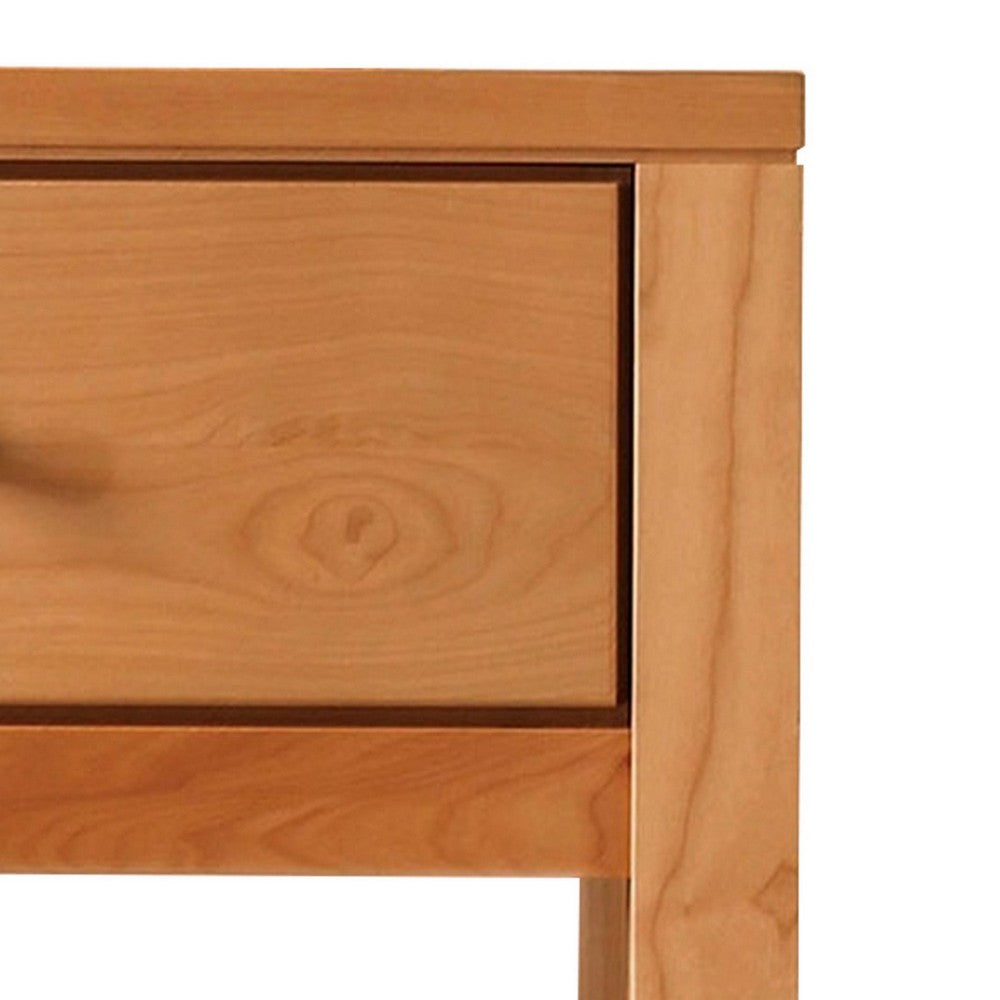 Mid Century Modern Wooden 1 Drawer Nightstand with Shelf, Light Oak Brown - BM233966