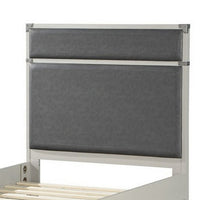 Tae Wooden Twin Bed with Fabric Padding, White and Gray - BM235353