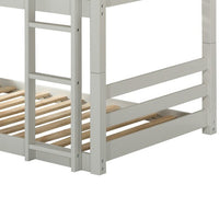 Twin Size 3 Tier Wooden Bunk Bed with Ladder, White - BM235357