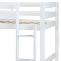 Wooden Twin Over Twin Bunk Bed with Attached Ladder, White - BM235360
