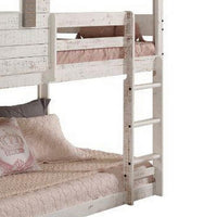 Wooden Twin Bunk Bed with House Design, White and Brown - BM235364