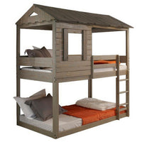 Twin Size Wooden Bunk Bed with House Design, Brown - BM235365