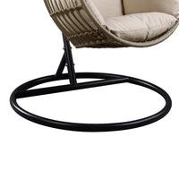 Oval Wicker Swing Chair with Mesh Pattern, Beige and Black - BM235371