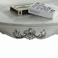Curved Glass Top Coffee Table with Open Shelf, White - BM235387