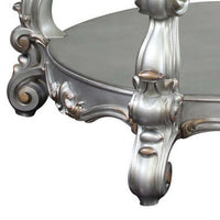 Curved Glass Top Coffee Table with Open Shelf, Silver - BM235398