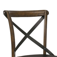 Wooden Crossback Side Chairs with Saber Legs, Set of 2, Brown - BM235429