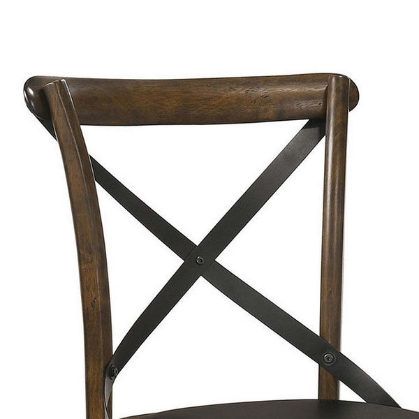 Wooden Crossback Side Chairs with Saber Legs, Set of 2, Brown - BM235429