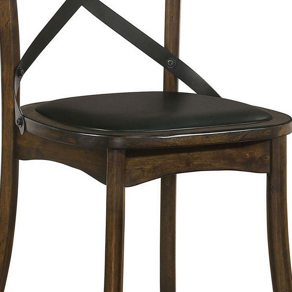 Wooden Crossback Side Chairs with Saber Legs, Set of 2, Brown - BM235429