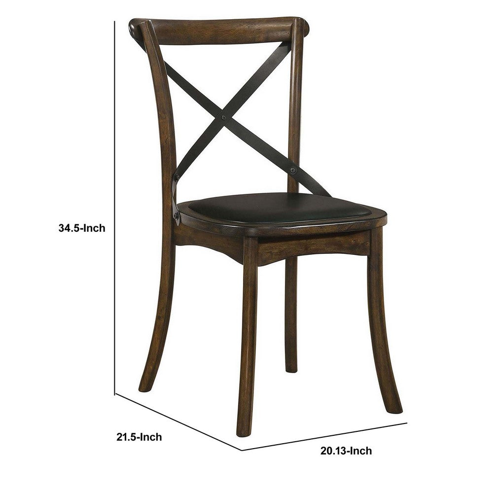 Wooden Crossback Side Chairs with Saber Legs, Set of 2, Brown - BM235429