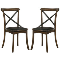 Wooden Crossback Side Chairs with Saber Legs, Set of 2, Brown - BM235429
