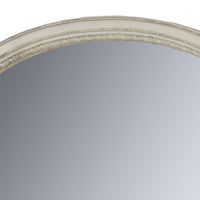 Oval Shaped Wooden Mirror with Molded Details, Antique White - BM235432