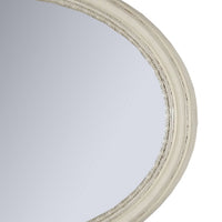 Oval Shaped Wooden Mirror with Molded Details, Antique White - BM235432