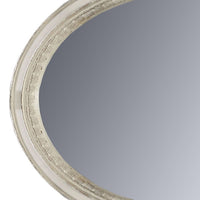 Oval Shaped Wooden Mirror with Molded Details, Antique White - BM235432