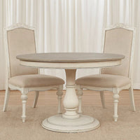 Rustic Wooden Side Chair with Intricate Carvings, Set of 2, Antique White - BM235434