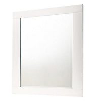 Contemporary Square Wooden Mirror with Mounting Hardware, White - BM235437
