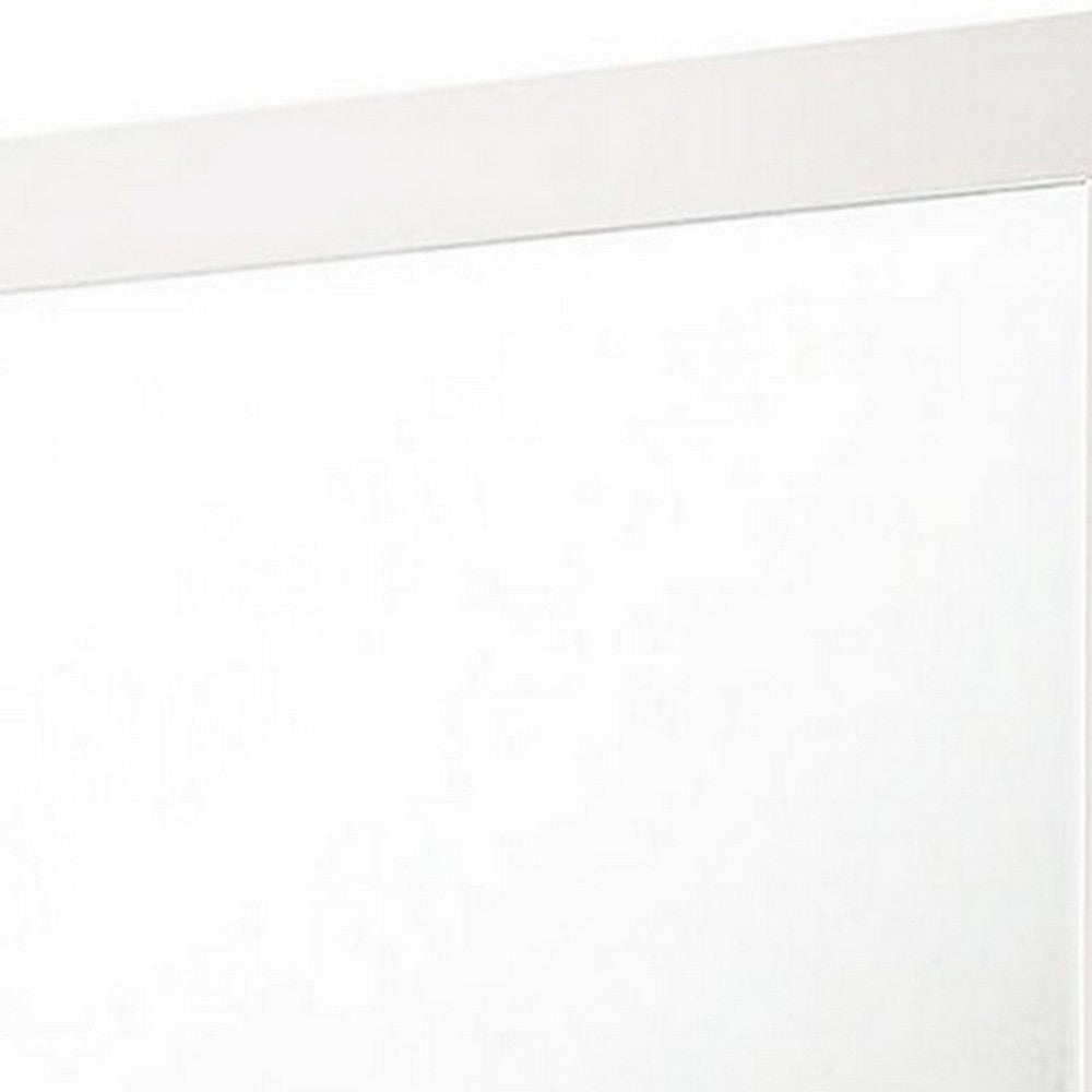 Contemporary Square Wooden Mirror with Mounting Hardware, White - BM235437