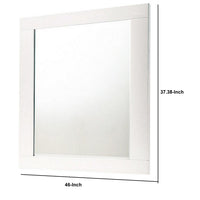 Contemporary Square Wooden Mirror with Mounting Hardware, White - BM235437