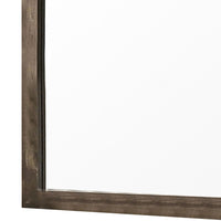 Farmhouse Style Square Wooden Frame Mirror with Grain Details, Brown - BM235447