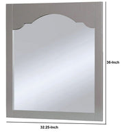 Wooden Encasing Mirror with Arched Design Top, Gray - BM235453