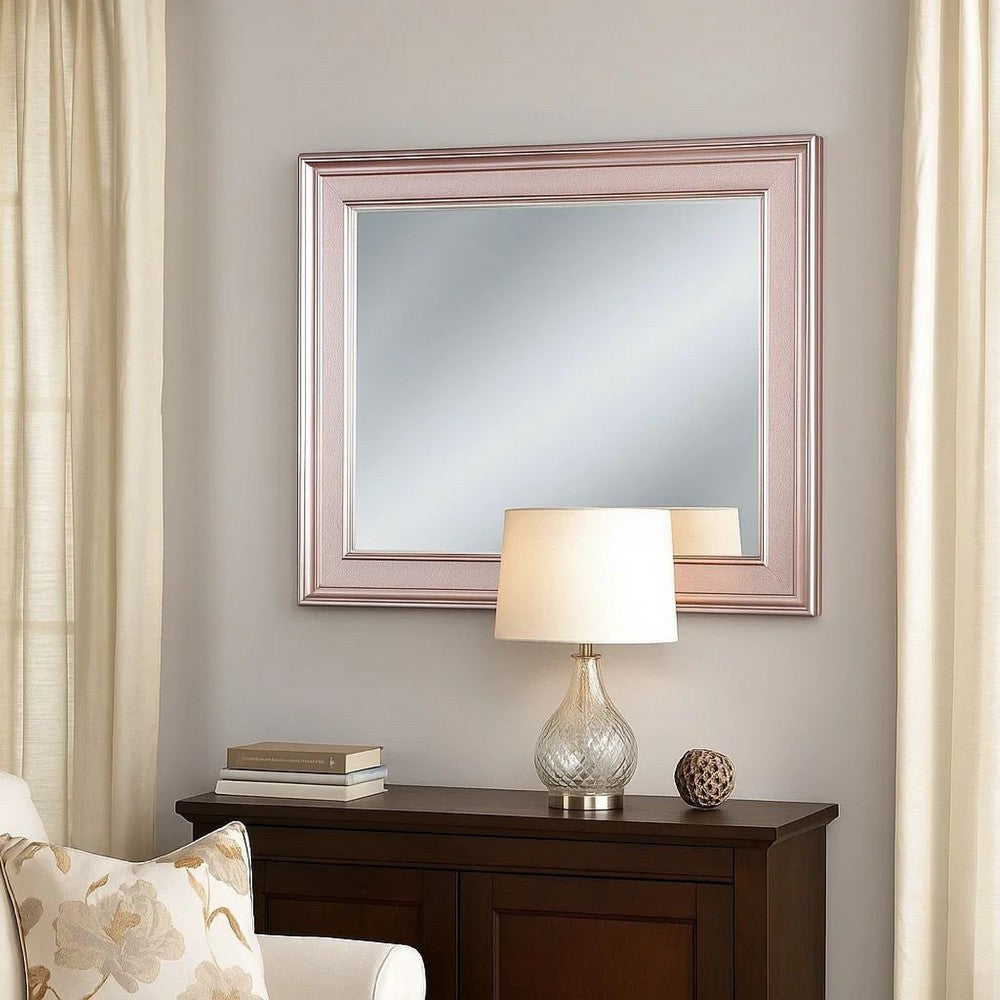 64 Inch Contemporary Style Wooden Frame Mirror, Rose Pink - BM235460