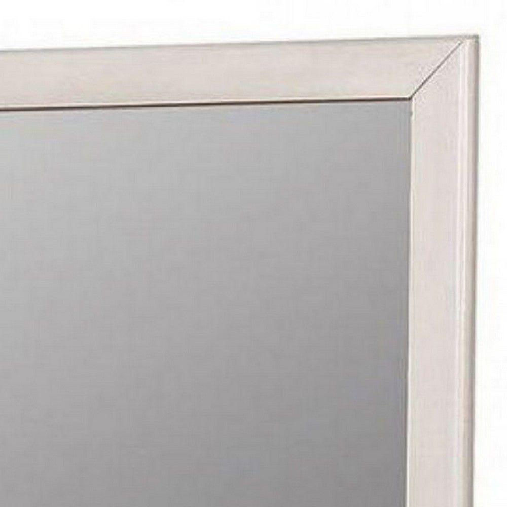 32 Inch Transitional Style Wooden Frame Mirror, White - BM235475