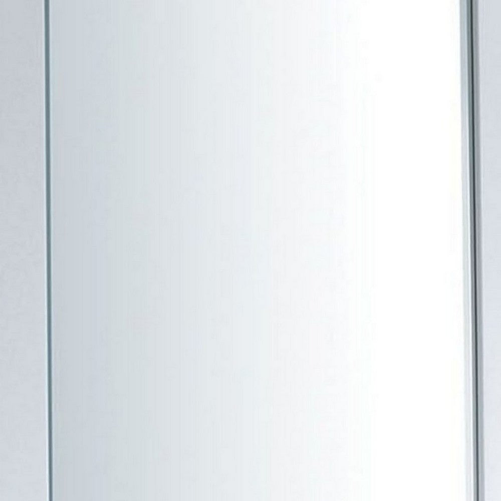 27 Inch Contemporary Wooden Frame Rectangular Mirror, White - BM235476