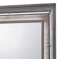 49 Inch Wooden Contemporary Mirror with LED, Light Gray - BM235477