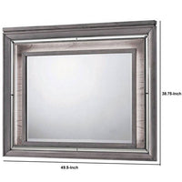 49 Inch Wooden Contemporary Mirror with LED, Light Gray - BM235477