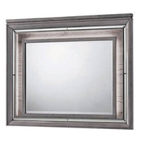 49 Inch Wooden Contemporary Mirror with LED, Light Gray - BM235477