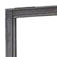 38 Transitional Style Square Wooden Frame Mirror, Gray - BM235478