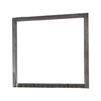 38 Transitional Style Square Wooden Frame Mirror, Gray - BM235478