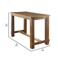 Wooden Top Bar Height Table with Thick Block Legs, Brown - BM235498