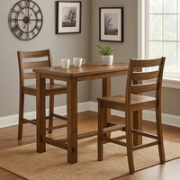 Wooden Top Bar Height Table with Thick Block Legs, Brown - BM235498