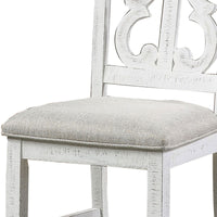 Open Scroll Back Wooden Side Chair with Padded Seat, Set of 2, White - BM235502