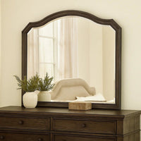 43.5 Inches Scalloped Mirror with Molded Details, Brown - BM235524