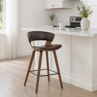 27 Inches Saddle Seat Leatherette Counter Stool, Brown - BM236363