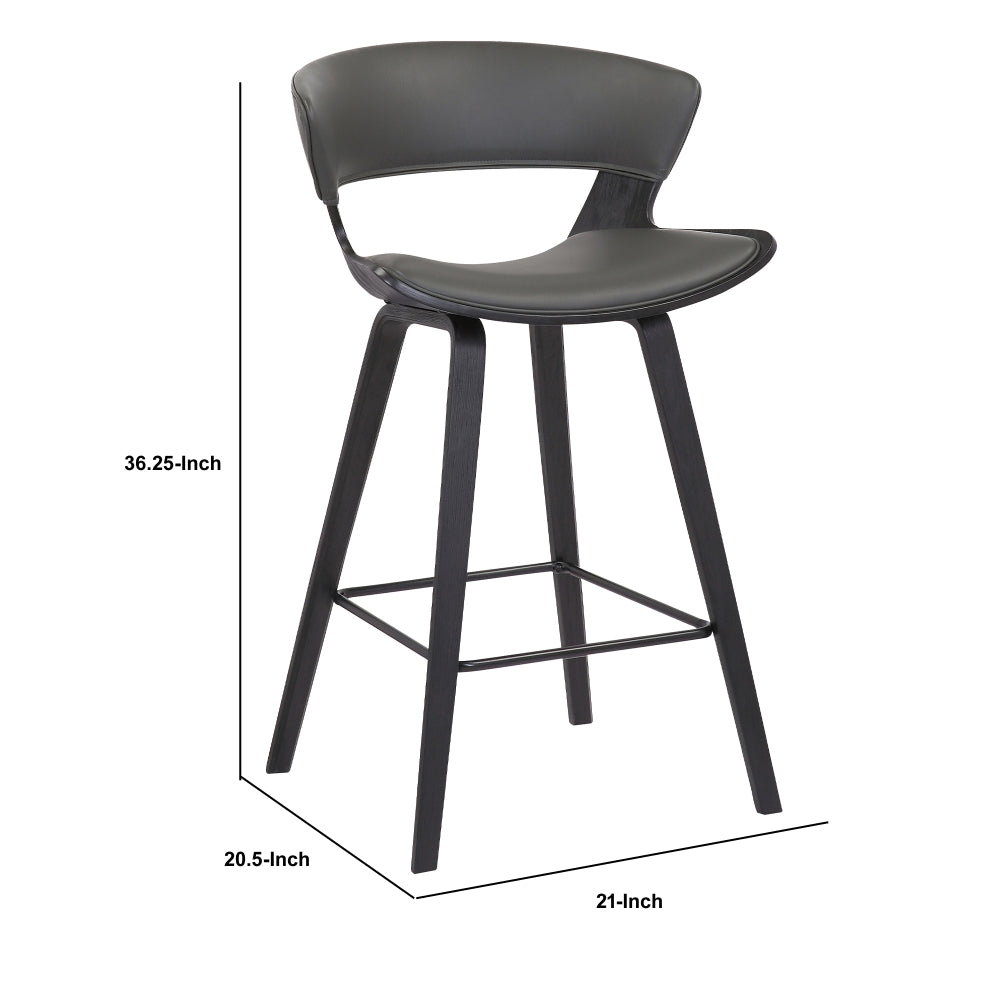 27 Inches Saddle Seat Leatherette Counter Stool, Gray - BM236364