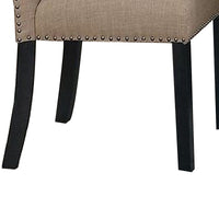 Wooden Side Chairs with Nailhead Trims, Set of 2, Beige and Black - BM236573