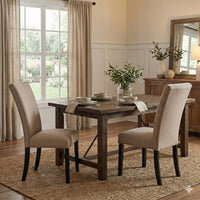 Wooden Side Chairs with Nailhead Trims, Set of 2, Beige and Black - BM236573