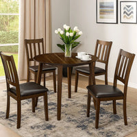 Wooden Dining Table with Ladder Back Style Chairs, Set of 5, Brown - BM236574